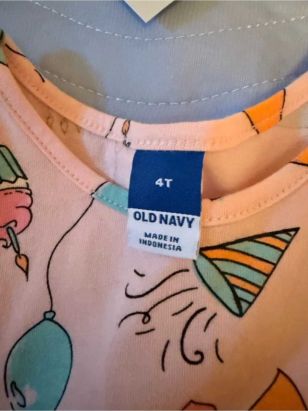 Old Navy Light Pink Celebration Print Flutter-Sleeve Dress